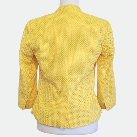 New York & Company Single Button Eyelet Lace Blazer - Yellow - Picture 6 of 9